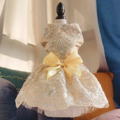Dog Lace Wedding Dress Princess Dresses for Small Dogs Puppy Tutu Skirt Pet Birthday Party Costume Supplies for Spring Summer