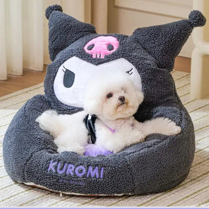 Kawaii Sanrio Kuromi Dog Bed Cute Cat Mat Kennel Winter Warm Breathable Puppy Sofa Removable Washable Sleeping Mat Pet Supplies