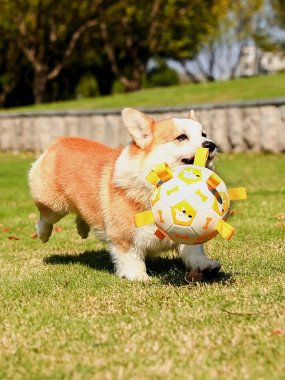 Dog outdoor chewing toy that is durable, bite-resistant and makes sound - inflatable football toy