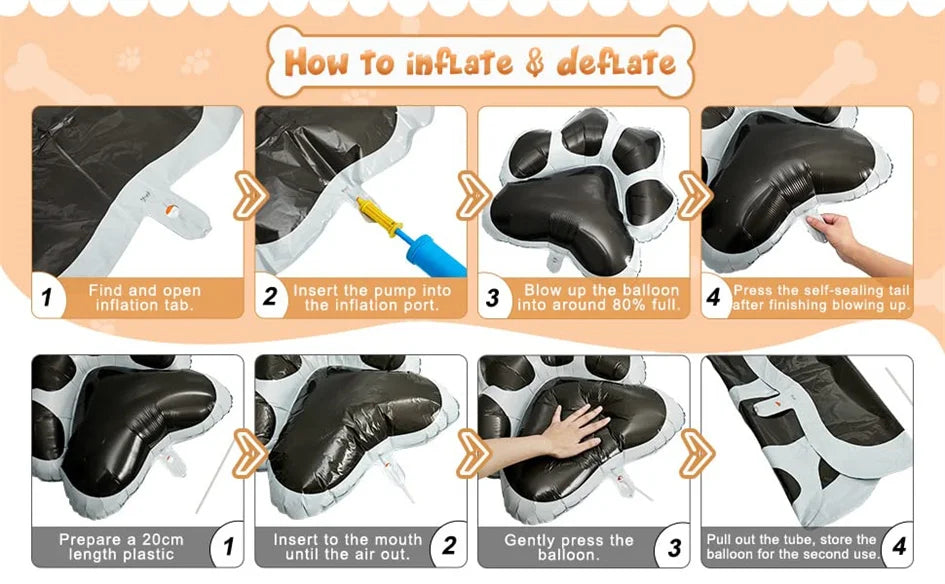 Large Dog Party Balloons Decorations Banner Pet Festivals Party Supplies Paw Bone Foil Balloons Pets Birthday Decorations