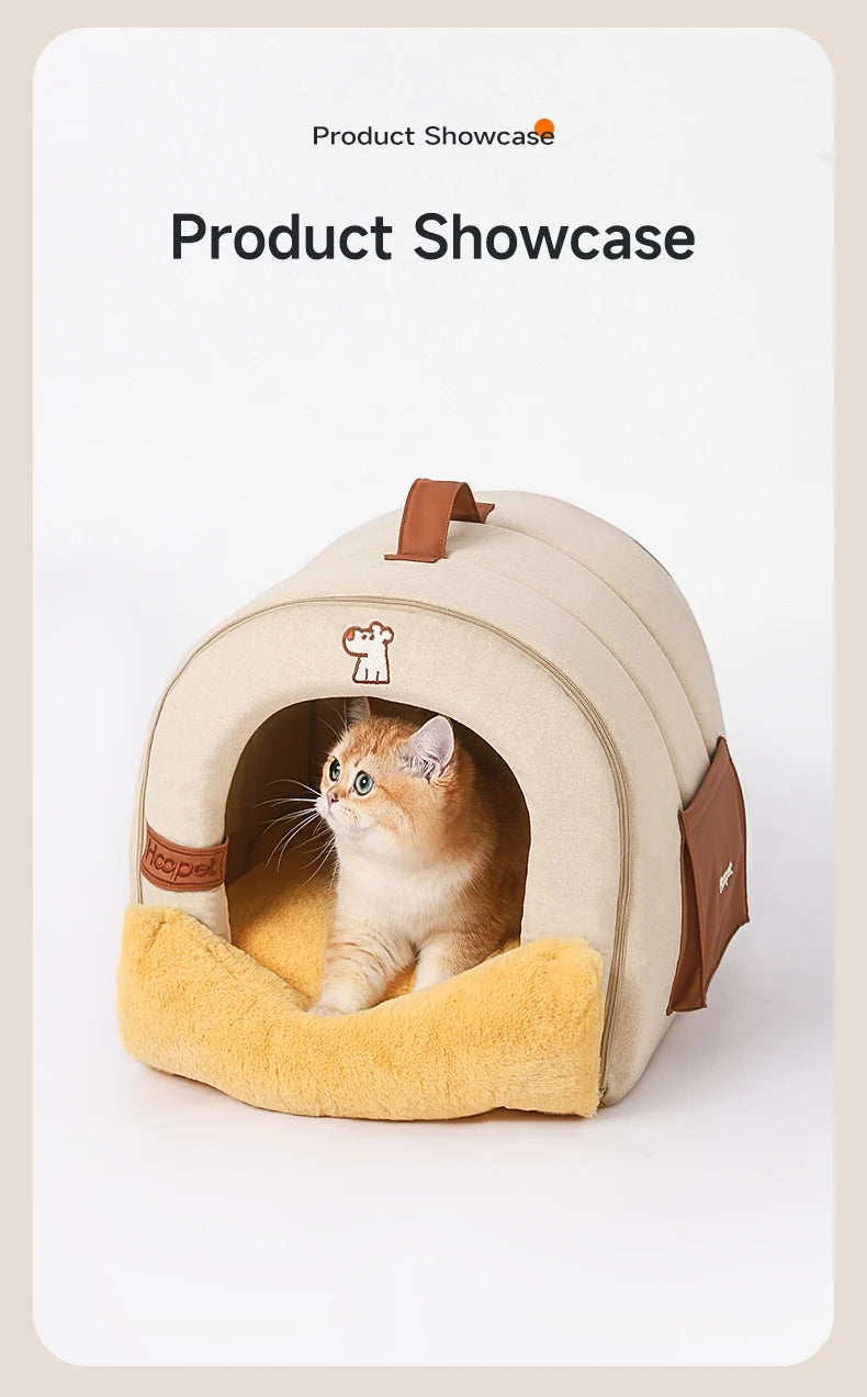 HOOPET Enclosed Dog Bed for Anxiety, Self Warming Calming Pet Tent with Removable Plush Mat, Washable Large Indoor House