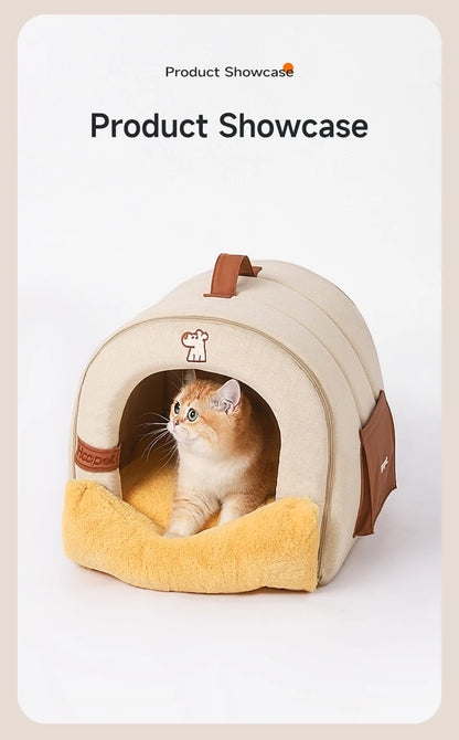 HOOPET Enclosed Dog Bed for Anxiety, Self Warming Calming Pet Tent with Removable Plush Mat, Washable Large Indoor House