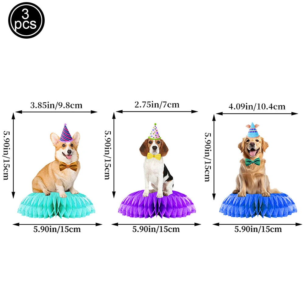 Dog Party Table Decoration Paper Plates Nakpins Banner Hangings Cake Toppers Gift Bags Stickers Kids Puppy Themed Party Supplies