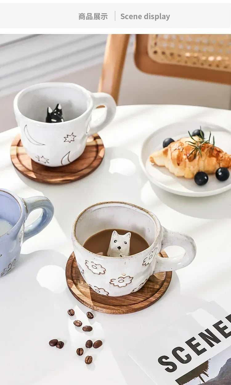 360ml Cups Ceramic Funny Cartoon Animal Tea Milk Cups Cute Handmade 3D Snail Daisy Dog Cat Coffee Mugs Creative Unique Gifts