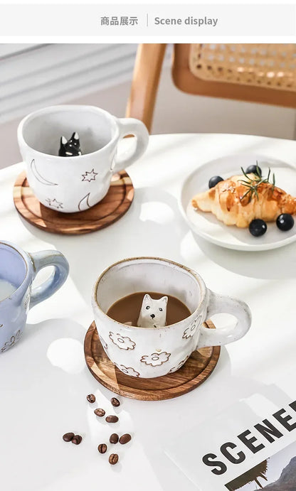 360ml Cups Ceramic Funny Cartoon Animal Tea Milk Cups Cute Handmade 3D Snail Daisy Dog Cat Coffee Mugs Creative Unique Gifts