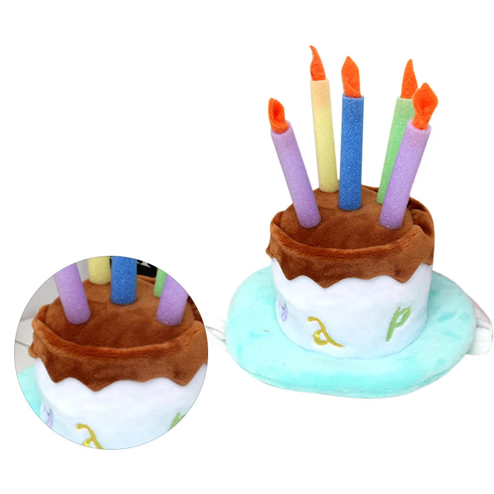 the CANDLE CAKE CROWN - Comfortable Pet Birthday Hat, Cartoon Style Adjustable Under Chin Strap for Dog/Cat Party - Photo Events, Dog Birthday Hat