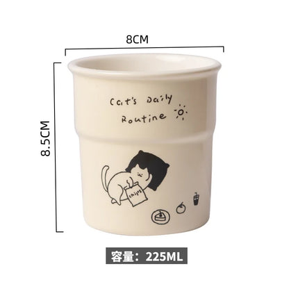 225ml Ceramic Cup Cute Cat Illustrations Coffee Cup for Kitchen Coffee Shop Restaurant,Latte Mug,Drinkware Gift Souvenir