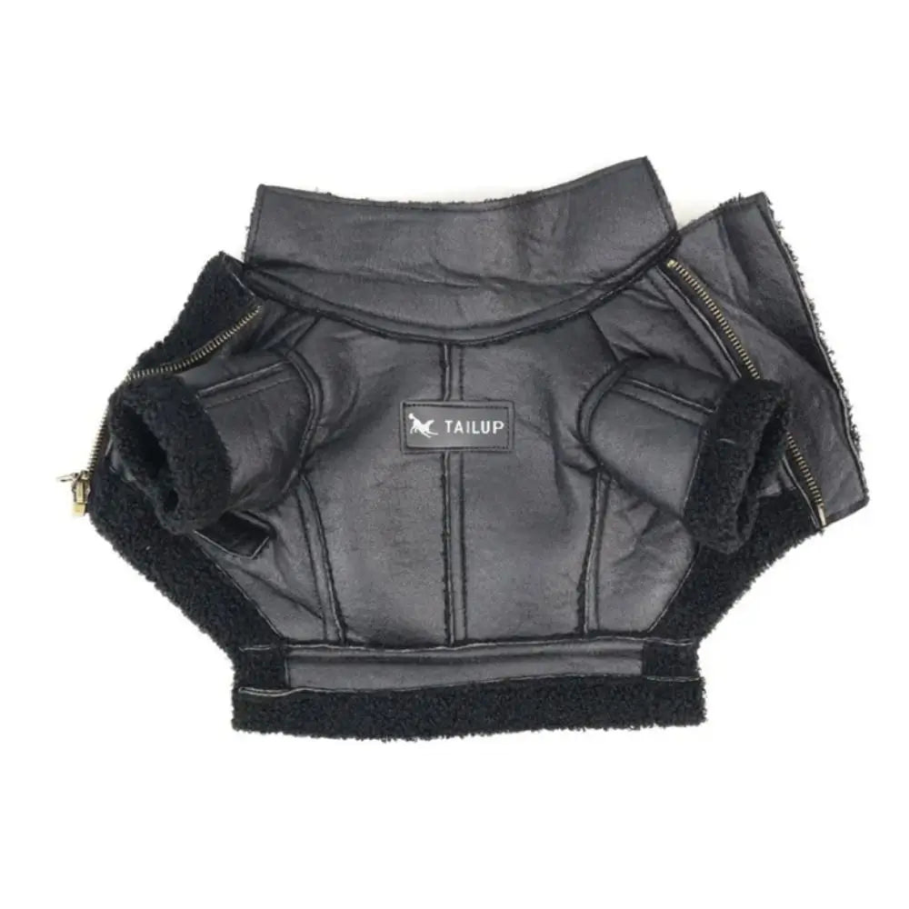 Pet Accessories Thickened Dog Leather Jacket Coat Warm Windproof Dog Motorcycle Jacket Velvet Winter Pet Clothes Photograph