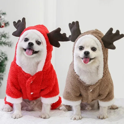 the YULEPAW WINTER COAT - Dog Christmas Clothes, Winter Warm Pet Clothes for Small/Medium Dogs, Elk Santa Claus Dog/Cats Coat Hoodies, Christmas Dogs Costume