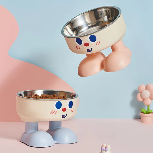 SUPET Cute Smiley Face Stainless Steel Pet Feeding Bowl - Removable, Easy to Clean, Suitable for Small and Medium Dogs and Cats