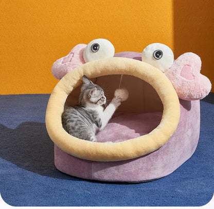 Foldable Pet House Suitable for Small Dogs and Small To Medium-sized Cats Semi Enclosed Warm Cat Bed Detachable and Washable