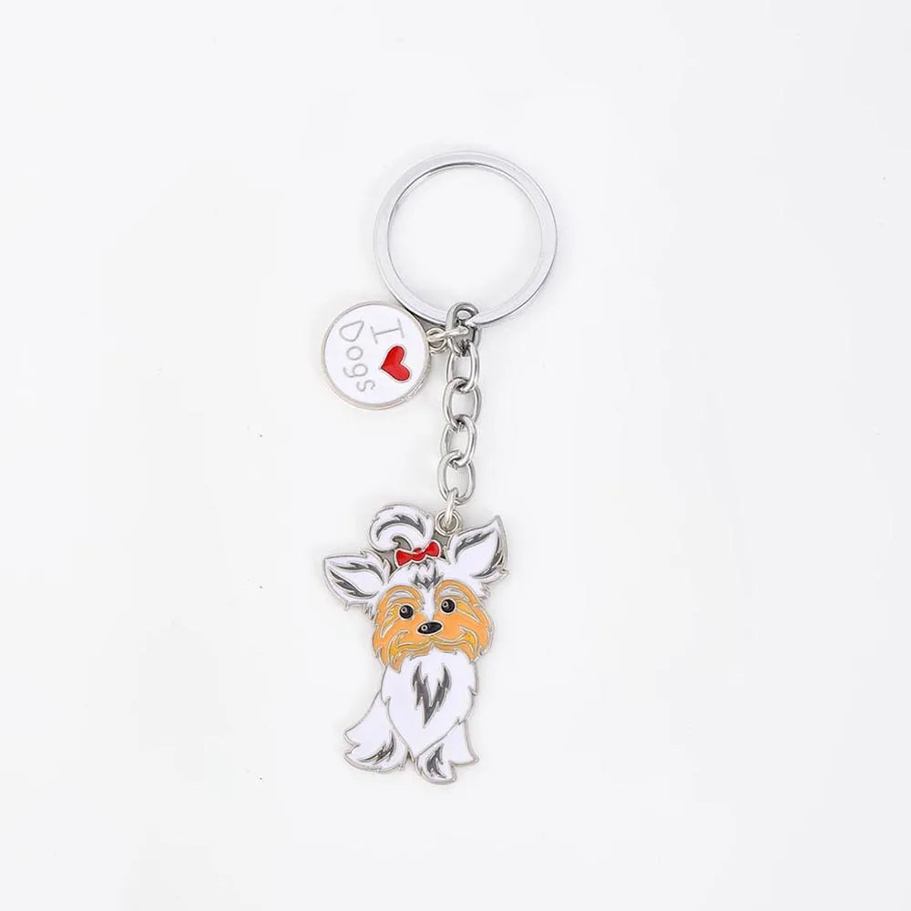 Pet dog car keychain pendant creative metal accessories key ring holiday gifts