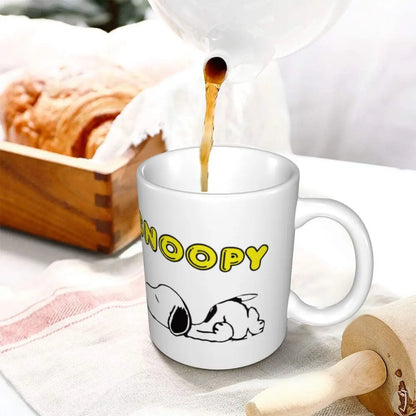 Manga Snoopy Woodstock Cartoon Dog Coffee Mug DIY Customized Ceramic Tea Milk Mug
