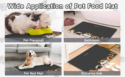 VIKAMA Cute Dog Anti-Dirt Pet Mat-Waterproof, Oil-Resistant, Food-Safe, Quick-Drying, Scratch-Resistant, Easy To Clean