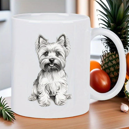 West Highland Terrier Dog Mug - Cute Coffee Cup with Fluffy Facial Features, Heavy-Charge Compatible Ceramic Cup for Tea, Hot Ch