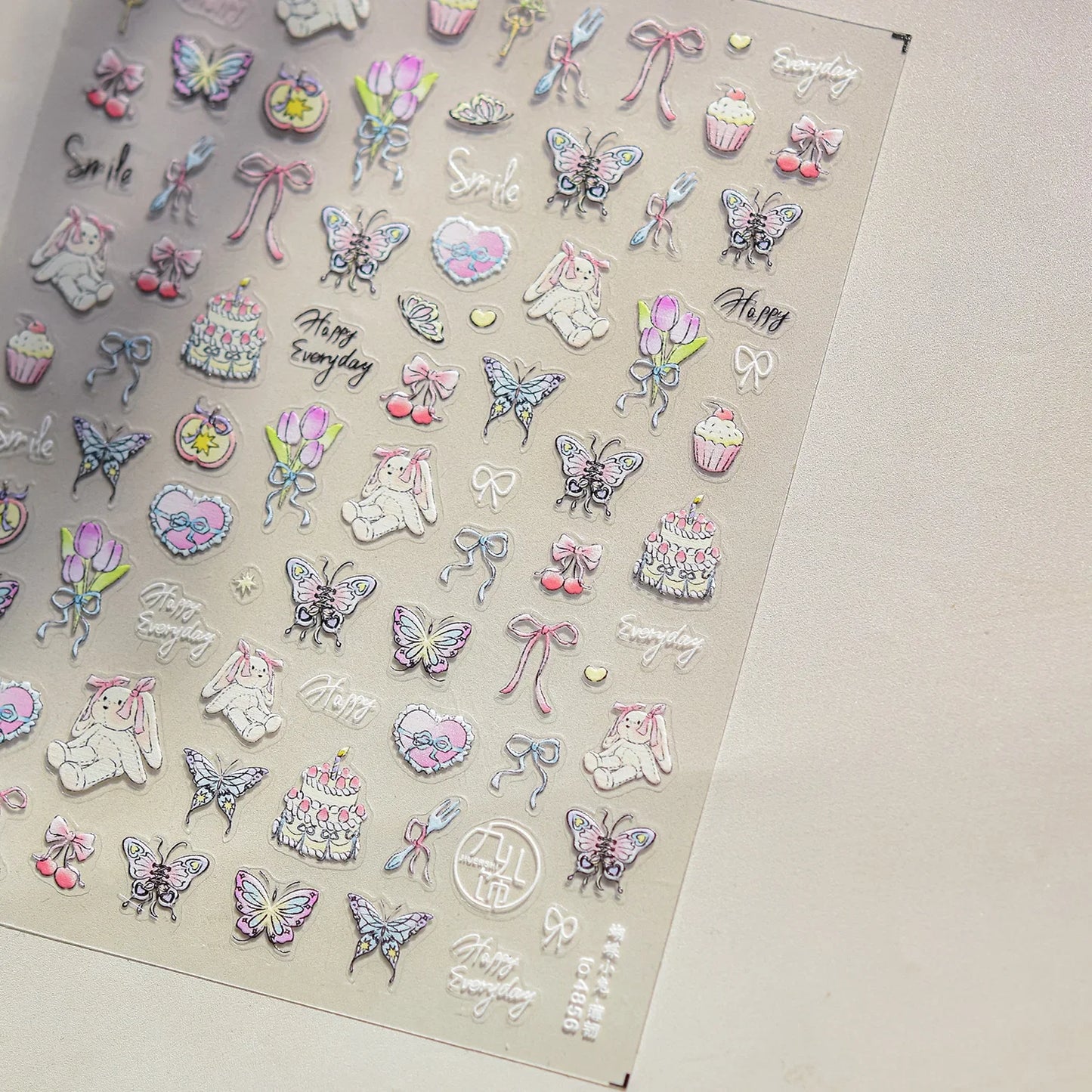 Graffiti Cat Claw Rabbit Bunny Bear Dog Flower Lovely Animal Fruit Dim Sum Candy Sunflower Adhesive 5D Nail Art Stickers Decal