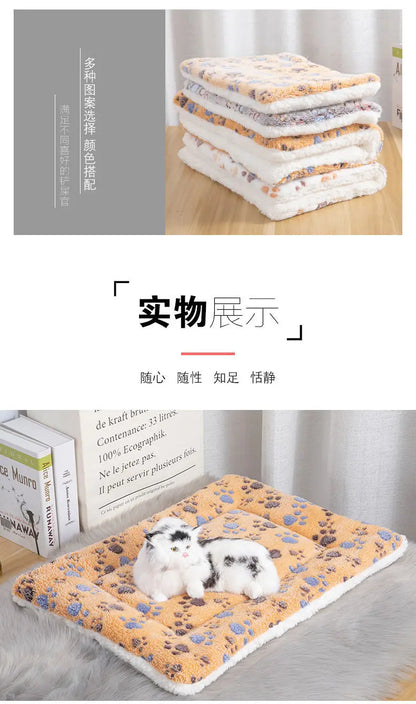 the PAW-NEST DOUBLE-SIDED MAT - Flannel Double-Sided Pet Mats, Short Plush Pet Sleeping Bed for Cats and Small Dogs, Cute Pet Pad Blanket, Warm Kitten Cushion