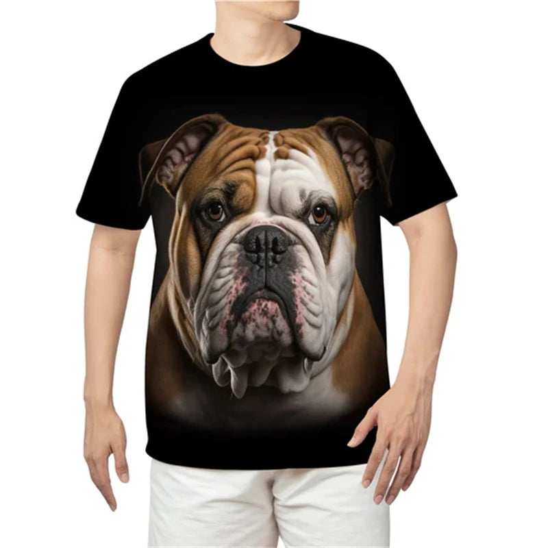 the BULL-TERRIER - Summer Bull-Terrier Dog Graphic 3D Print T-Shirts, Men/Women Dog Animal T-Shirt, Short Sleeve Oversized Kids Tee Top