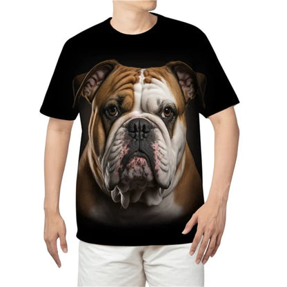 the BULL-TERRIER - Summer Bull-Terrier Dog Graphic 3D Print T-Shirts, Men/Women Dog Animal T-Shirt, Short Sleeve Oversized Kids Tee Top
