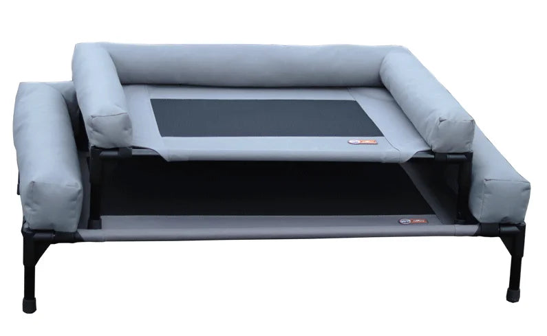 Large Elevated Cooling Dog Bed Portable Anti-Chewing Outdoor Kennel with Non-Slip Foot Rest Pet Bed