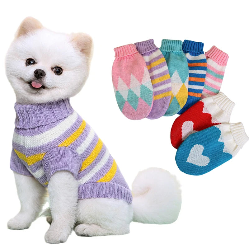 Winter Warm Dogs Sweater Puppy Soft Knitting for Small Medium Dogs Kittens Clothes Pets Pullover Chihuahua Coat Bulldog Costumes