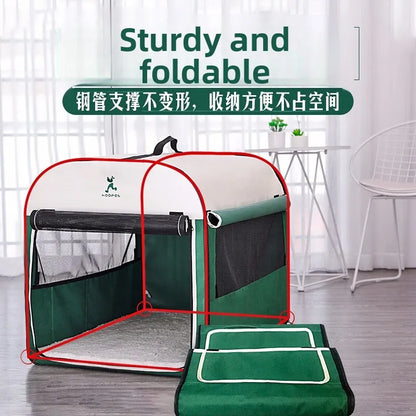 the CANVAS DOG TENT - Heated Doghouse for Large Breeds: Winter Warm Indoor/Outdoor Shelter, All-Season Weatherproof Pet Tent