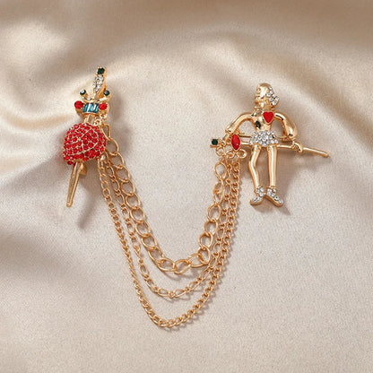 Fashion Lady Walking Dog Chain Brooch Women Suit Pin