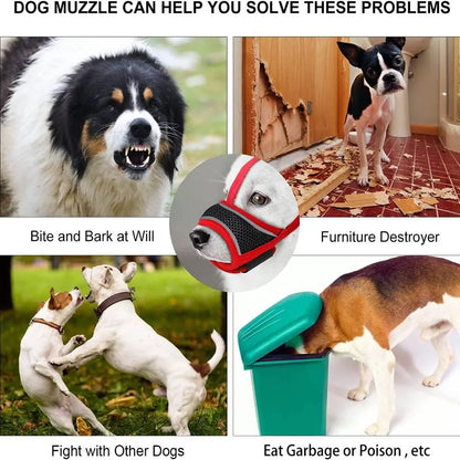 the EASYBREATHE DOG MUZZLE - Soft Fabric Adjustable Strap Pet Mask, Mesh Dog Muzzle Allows Panting and Drinking, Prevents Biting, Dog Mouthpiece