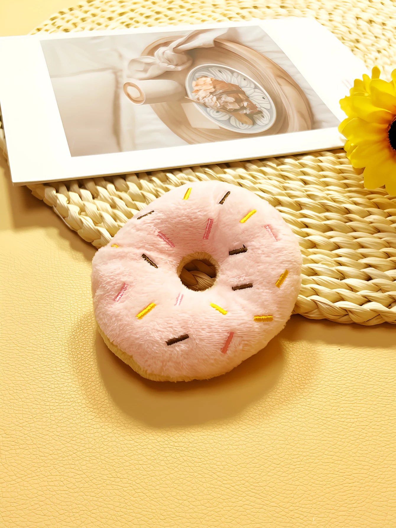 the BARKNUT PLUSH DONUT - 1 Plush Donut Pet Toy, Interactive Toy for Gnawing and Playing, Teddy Dog/Cat Love It