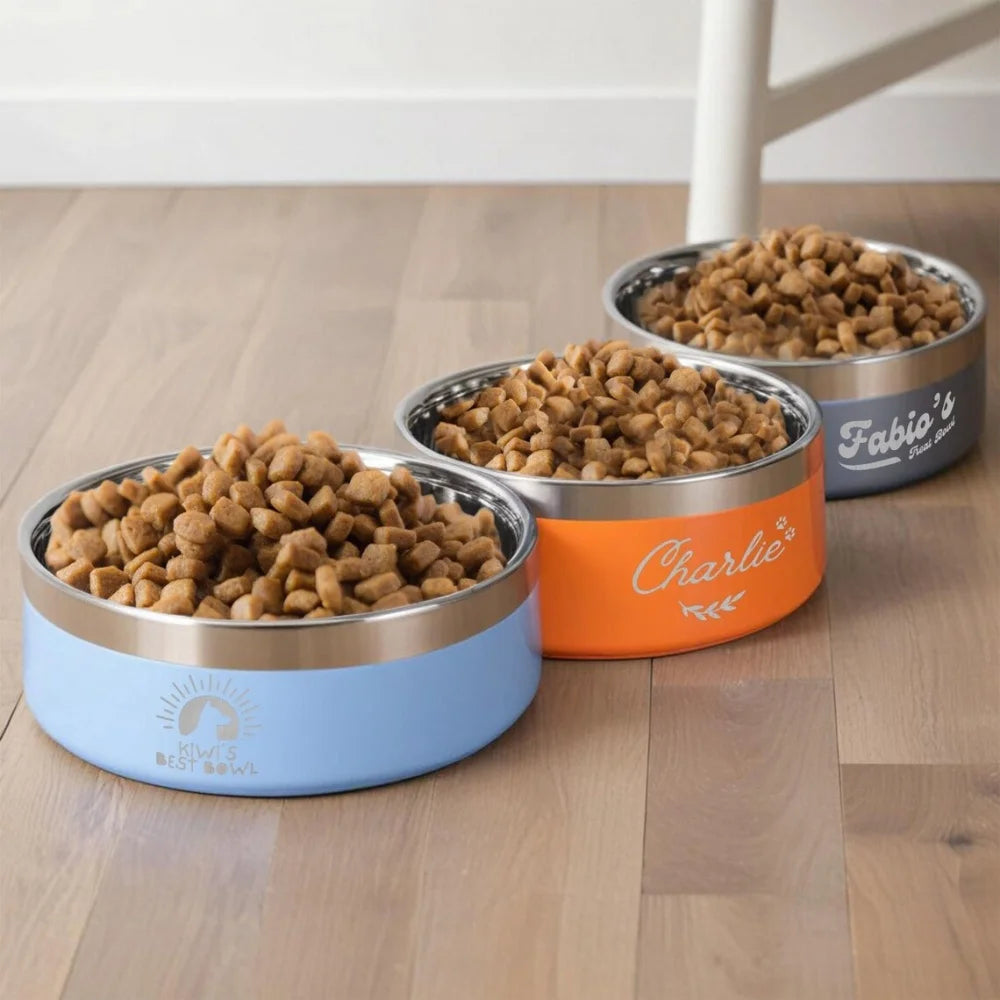 Customized Personalized 1PC Stainless Steel Round Dog Food Bowl Thickened Anti-fall Pet Rice Bowl Feeding Pet Supplies Wholesale