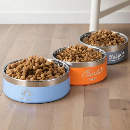 Customized Personalized 1PC Stainless Steel Round Dog Food Bowl Thickened Anti-fall Pet Rice Bowl Feeding Pet Supplies Wholesale