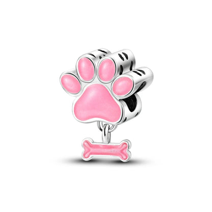 Dog Pet Charms 925 Silver Doggy Paw French Bulldog Bones Beads fit Original Bracelet DIY Fine Jewelry