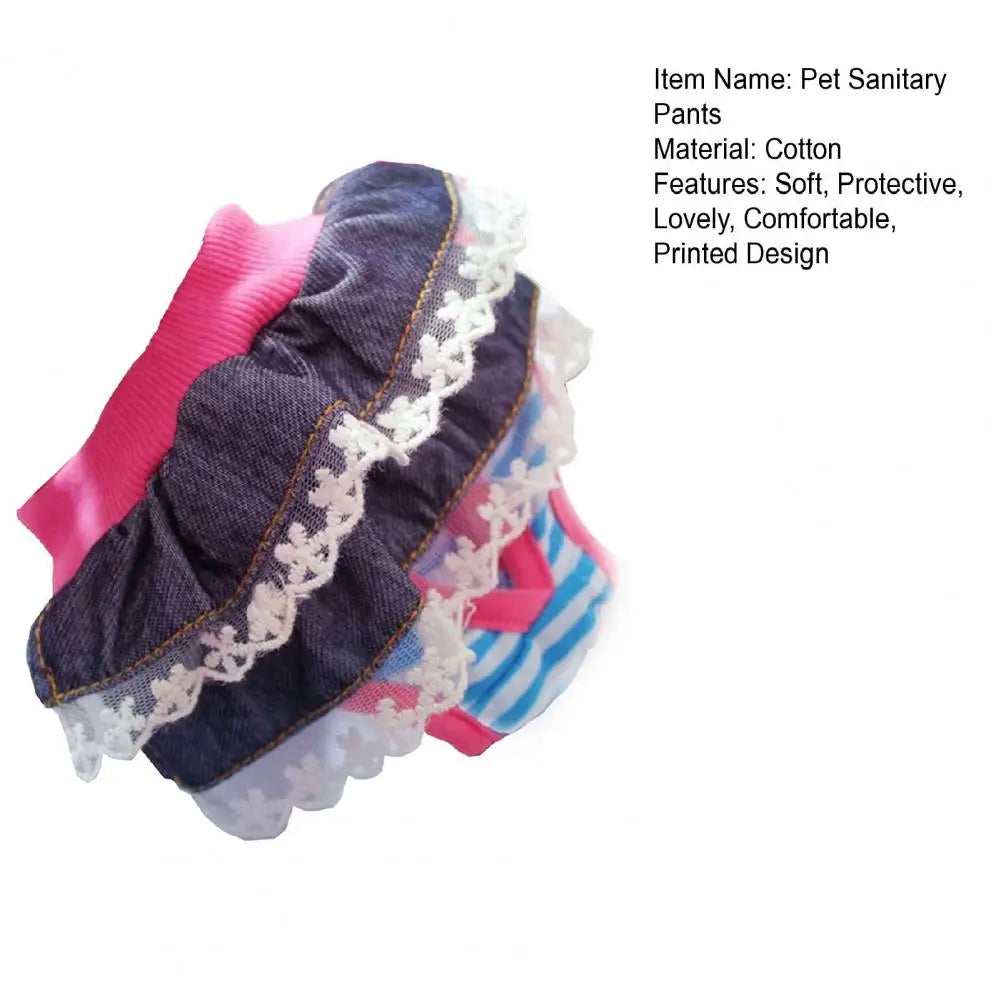 Dog Menstrual Pants Comfortable Anti-harassment Pet Sanitary Pants Breathable Cotton Puppy Bowknot Diaper Clothing Pet Supplies