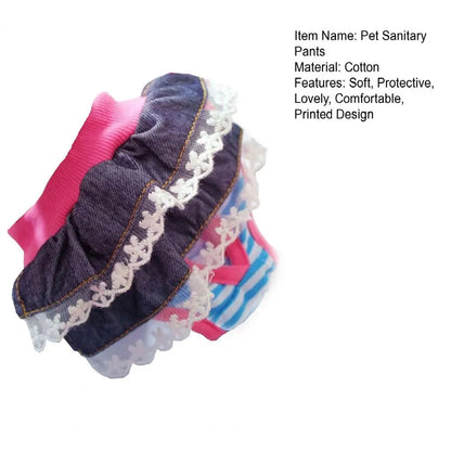 Dog Menstrual Pants Comfortable Anti-harassment Pet Sanitary Pants Breathable Cotton Puppy Bowknot Diaper Clothing Pet Supplies