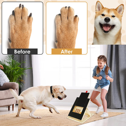 Dog Nail Scratch Pad Wooden Dog Nail File Board with Built-in Treat Drawer 3 Height Adjustable Dog Scratch Board Foldable Dog