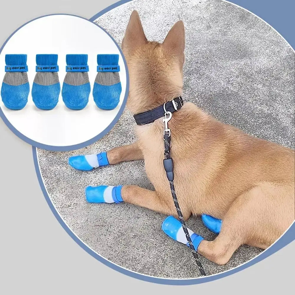 the RAINY-DAY BOOTS - 4PCS New Cute Waterproof Winter Dog Shoes, Warm Anti-Slip Puppy Boots. Soft Sole Adjustable Dog Foot Cover for Small to Large Dogs, Chihuahua