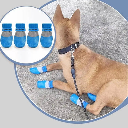 the RAINY-DAY BOOTS - 4PCS New Cute Waterproof Winter Dog Shoes, Warm Anti-Slip Puppy Boots. Soft Sole Adjustable Dog Foot Cover for Small to Large Dogs, Chihuahua