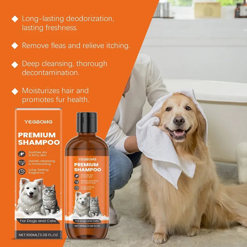the SHAGGY SHAMPOO - 100ml Natural Ingredients Safe Efficient Formula, Pet Shampoo for Dogs & Cats, Removes Odor & Itch, Tangle, Flea & Insect Repellent