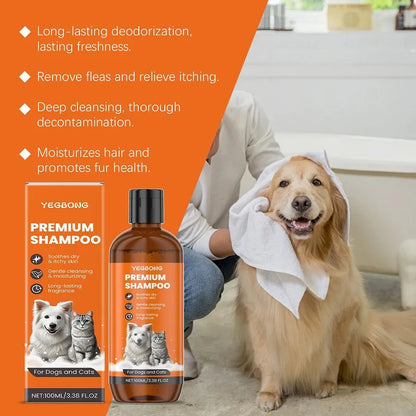 the SHAGGY SHAMPOO - 100ml Natural Ingredients Safe Efficient Formula, Pet Shampoo for Dogs & Cats, Removes Odor & Itch, Tangle, Flea & Insect Repellent