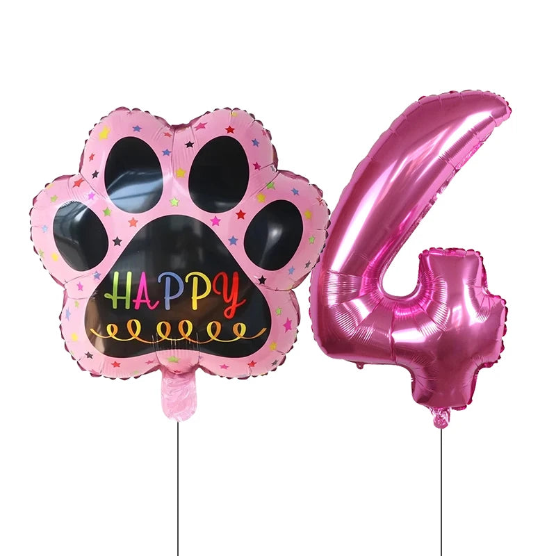 2 pieces/set Let us Pawty Big Dog PAWS Aluminum Balloons 30 inch figure 1 2 3 4 year old birthday party decoration Balloon Baby