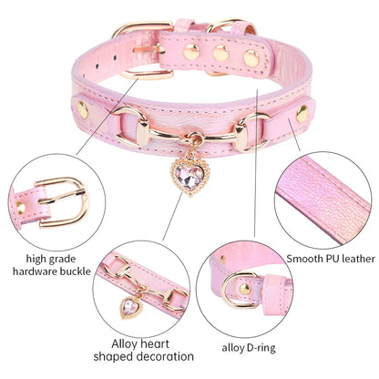 the GLAMPAWS LOVE COLLAR - Shiny Rhinestone Pet Collar, Love Jewelry Dog Collar, Comfortable Leather Dog Adjustable Collar