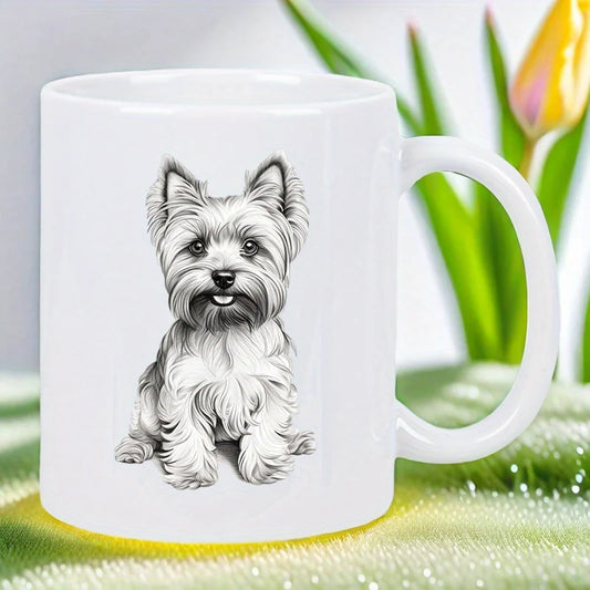 West Highland Terrier Dog Mug - Cute Coffee Cup with Fluffy Facial Features, Heavy-Charge Compatible Ceramic Cup for Tea, Hot Ch