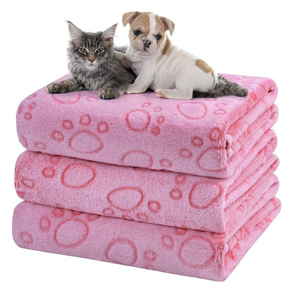 Pink Soft Fluffy Pet Blanket with Paw Print  Warm Comfortable Dog Cat Blanket Mat for Bed or Sofa High Quality Pet Accessories