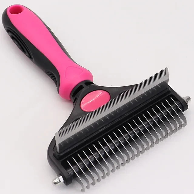 2In1 Professional Dog Combs Rake Safe Double-Sided Comfortable Handle Pet Grooming Brush For Dog Cat Remove Knots Tangles Easily