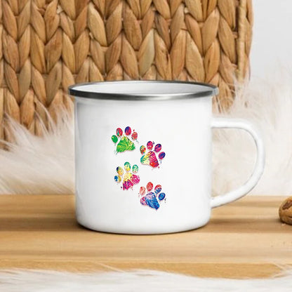I Love My Dog Printed Enamel Cups Creative Coffee Tea Mug Drinks Dessert Breakfast Milk Cup Cut Mugs Handle Drinkware Best Gifts