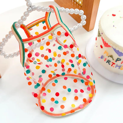 Pet Strap Sunscreen Vest Mesh Strawberries Dog Vests Dog Cat Clothing Supplies Thin Teddy Bear Colorful Dot Top Puppy Clothes