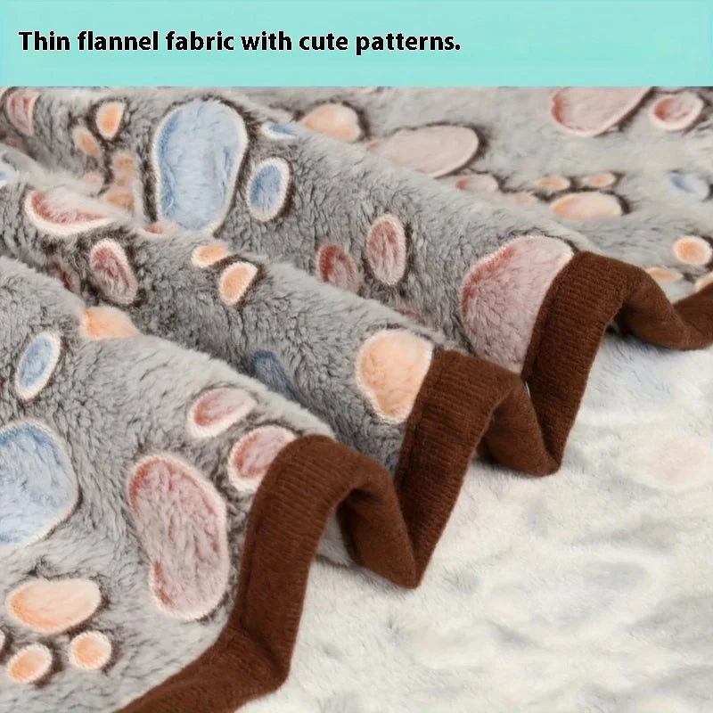 Soft Flannel Fleece Cat Dog Blanket Bed Mats Paw Foot Print Warm Pet Blanket Sleeping Beds Cover Mat For Dogs Cats Pets supplies