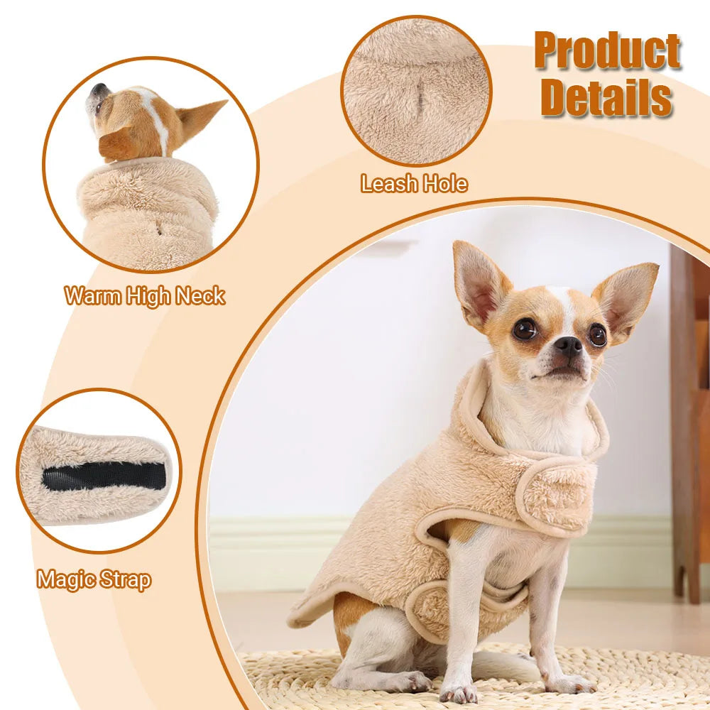 Winter Warm Dog Jacket Sweater For Small Medium Dogs Cats Reversible Fleece Puppy Pedded Clothes Coat Chihuahua Yorkie Costume
