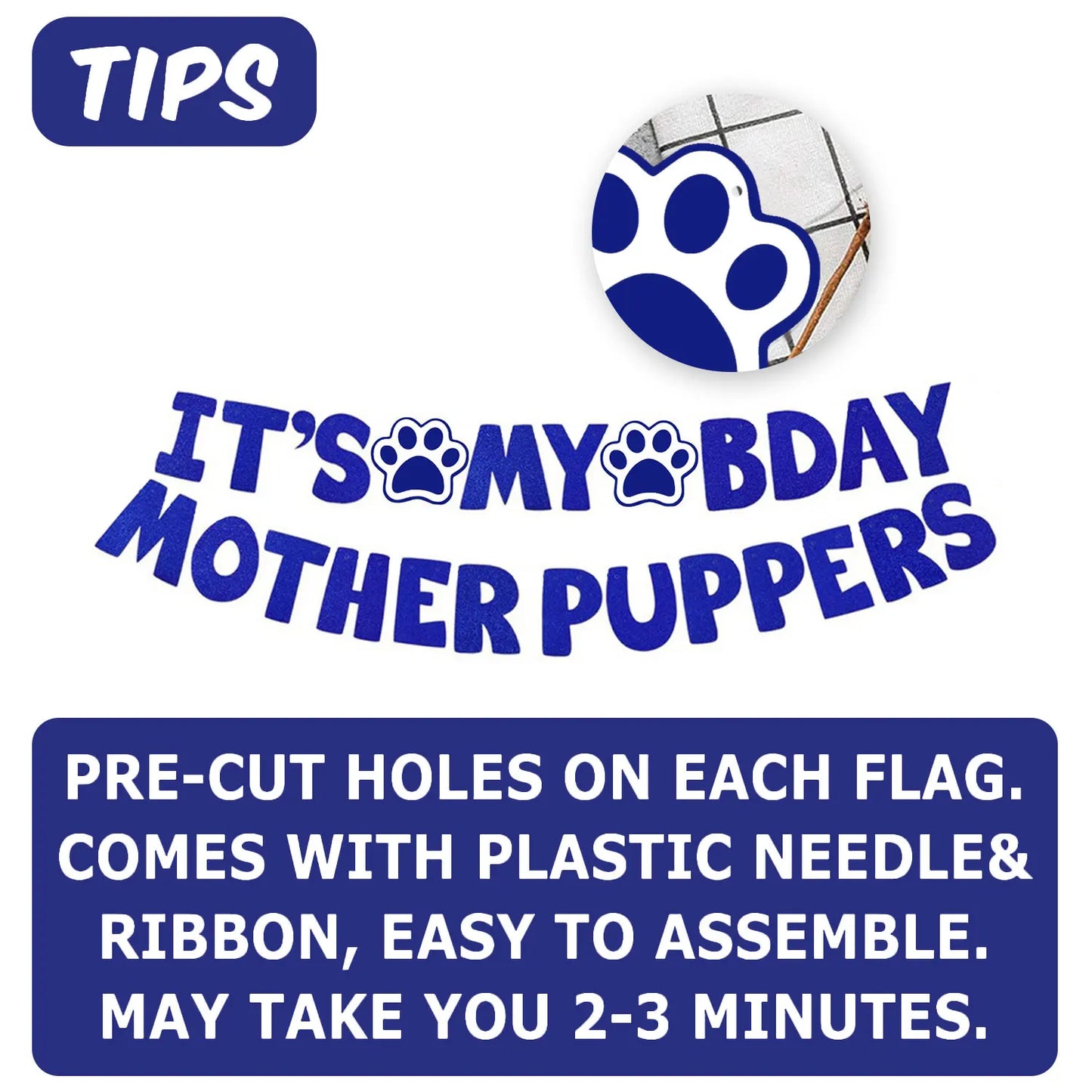 Dog Birthday Party Kit - Bandana, Hat, Bow Tie & Bday Banner for Small Dogs, Puppy Decor with It’s My Bday Signs Boy/Girl