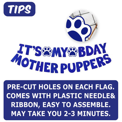Dog Birthday Party Kit - Bandana, Hat, Bow Tie & Bday Banner for Small Dogs, Puppy Decor with It’s My Bday Signs Boy/Girl